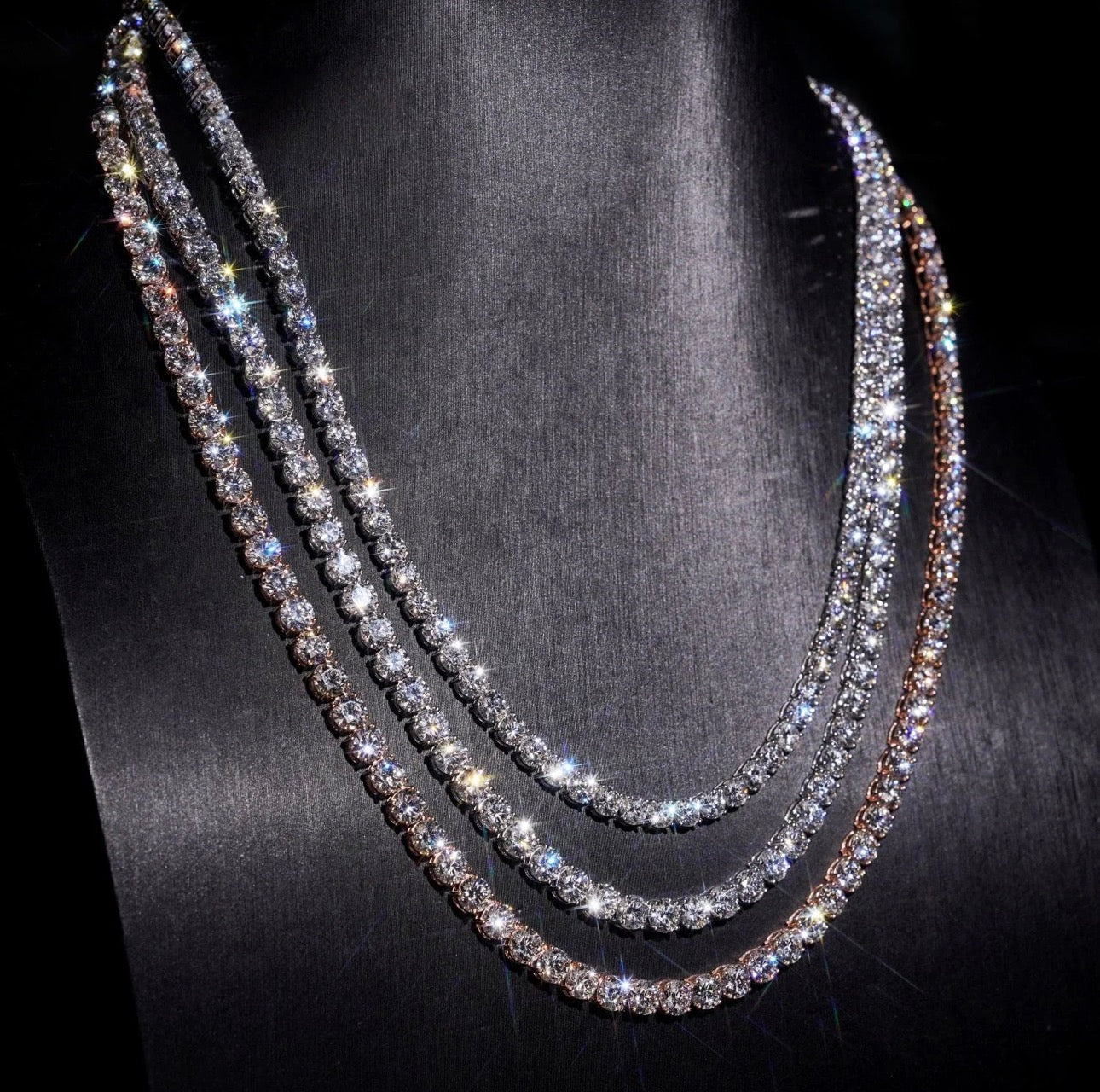 10K Solid Gold 4mm Lab Diamond
Tennis Chain Necklace