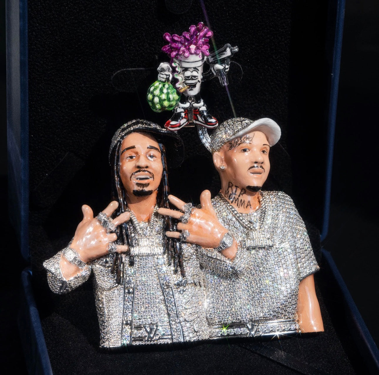 "Rapper" Custom Moissanite
Enamael Portrait Pendant