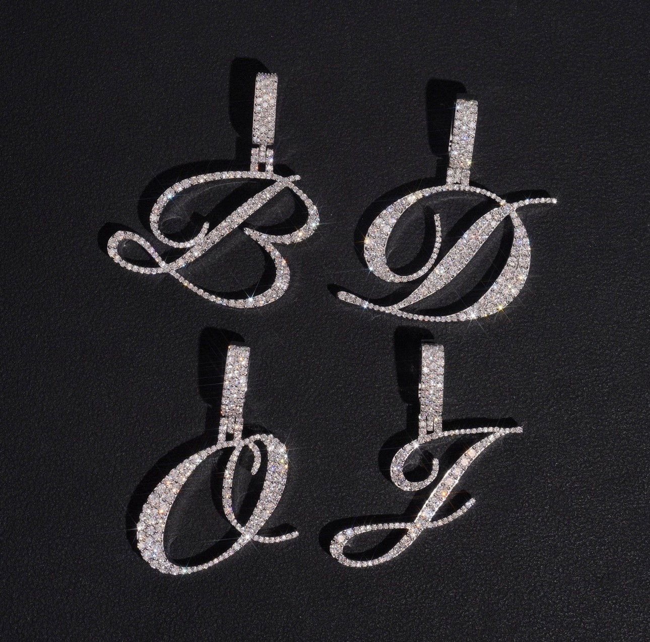 Cursive Font Initial Letter Pendant
Silver 925 Moissanite Diamond