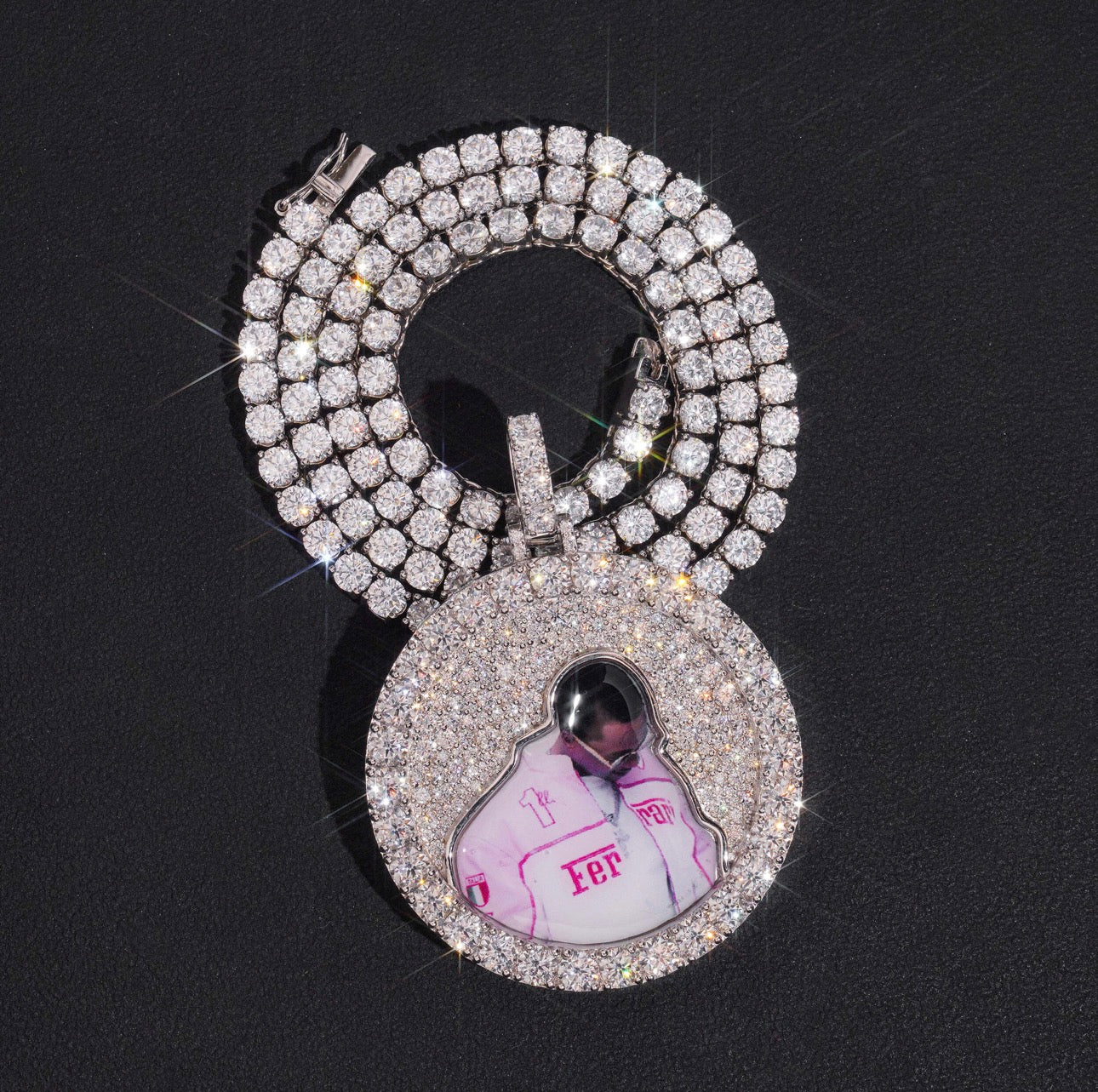 925 Sterling Silver Moissanite Photo
Memory Pendant Mosaic Setting