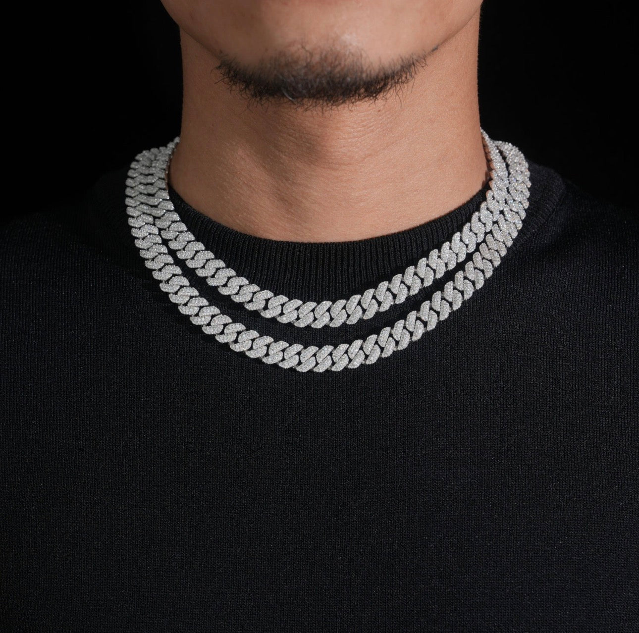 VVS Moissanite Diamond Cuban Chain Brass 10MM Three Rows