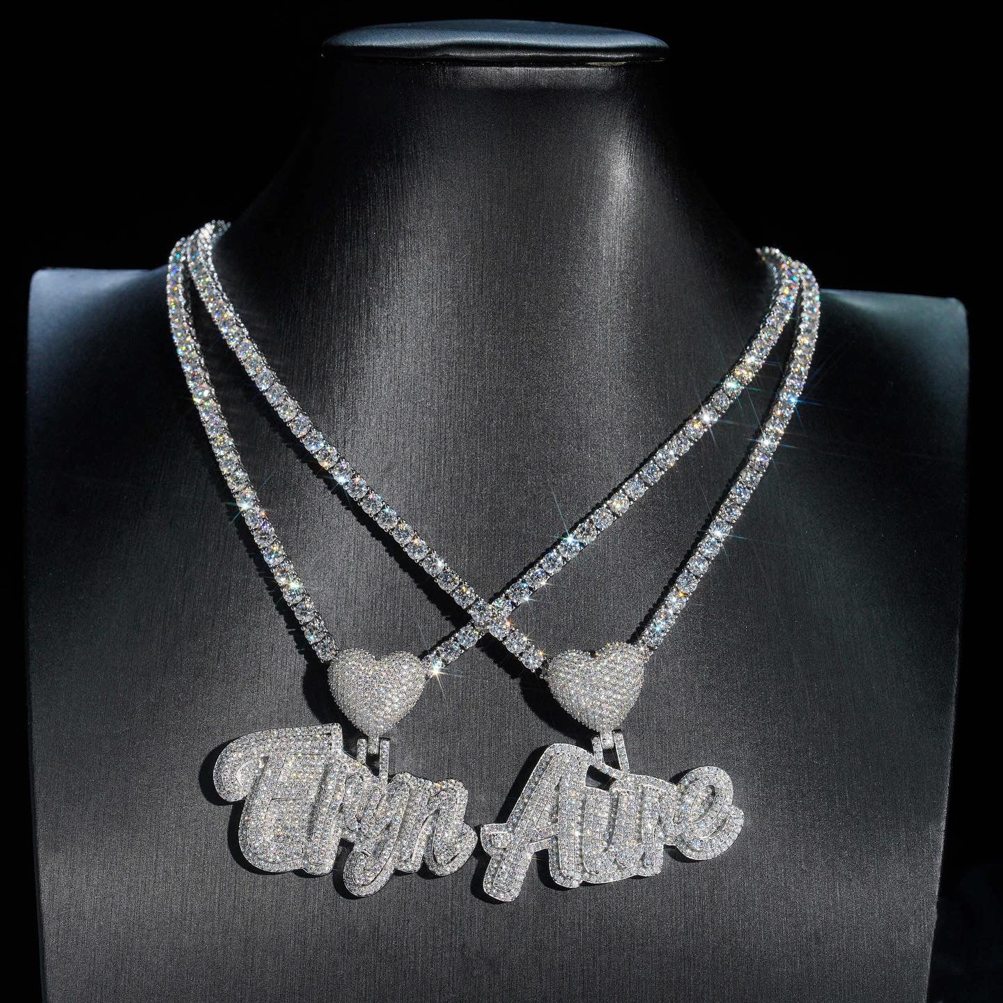 Heart Bail Custom Name Pendant Pass Diamond Tester Moissanite Diamond Iced Out